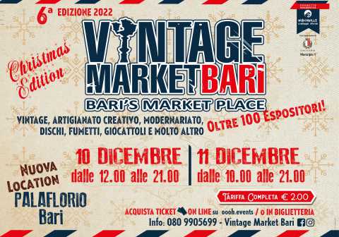 Bari, Palaflorio: edizione natalizia del ''Vintage market''